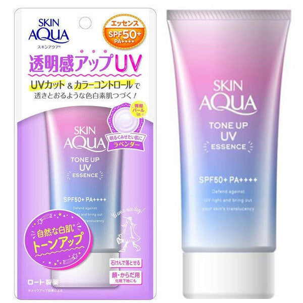 Rohto Skin AQUA Tone Up UV Essence Sunscreen 80g SPF 50+ PA++++ From Japan