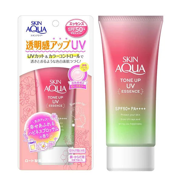 Rohto Skin AQUA Tone Up UV Essence Sunscreen 80g SPF 50+ PA++++ From Japan