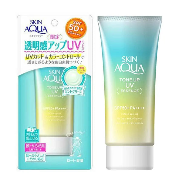 Rohto Skin AQUA Tone Up UV Essence Sunscreen 80g SPF 50+ PA++++ From Japan
