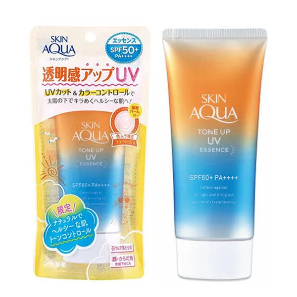 Rohto Skin AQUA Tone Up UV Essence Sunscreen 80g SPF 50+ PA++++ From Japan